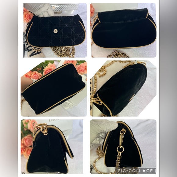 ✨AUTHENTIC DIOR✨Black Velvet Quilted Pouch//Shoulder Bag//Cosmetics-Perfume - Picture 8 of 13